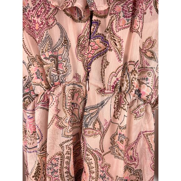 NEW ASOS Peach Floral Long Sleeve Romper Ruffle Neckline Size 6 - Picture 3 of 5